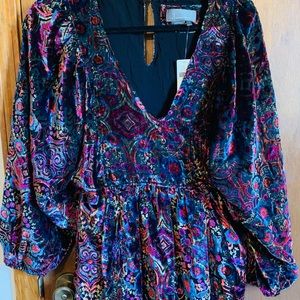 Anthropologie Mona Burnout dress - black motif crushed velvet.  Beautiful!